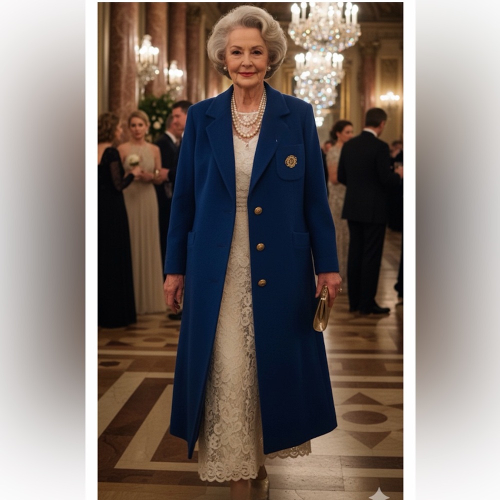 💎 VINTAGE Christian Dior Boutique Royal Blue Wool Long Coat- Size 14
